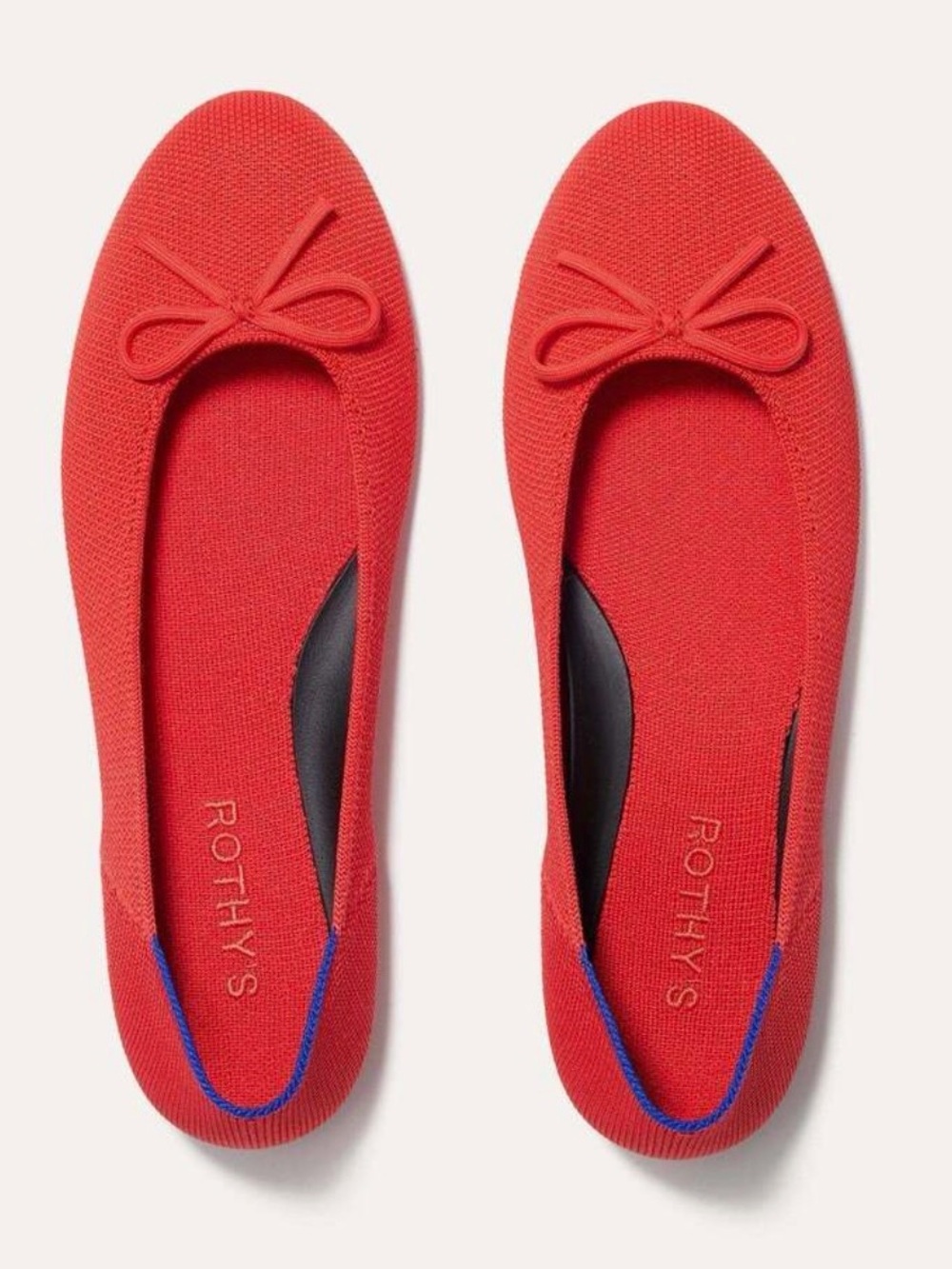 Rothy’s The Ballet Bow Flat Glamour Red, like new size 9.5